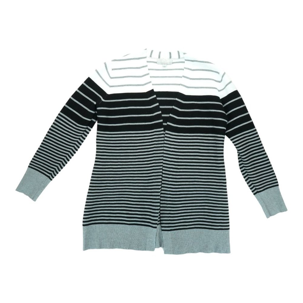 Carolyn Taylor Womens Cardigan Size M Gray Black White‎ Thread Long Sleeve